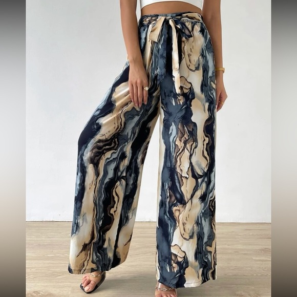 Boho marble print wide leg pants - Picture 2 of 6
